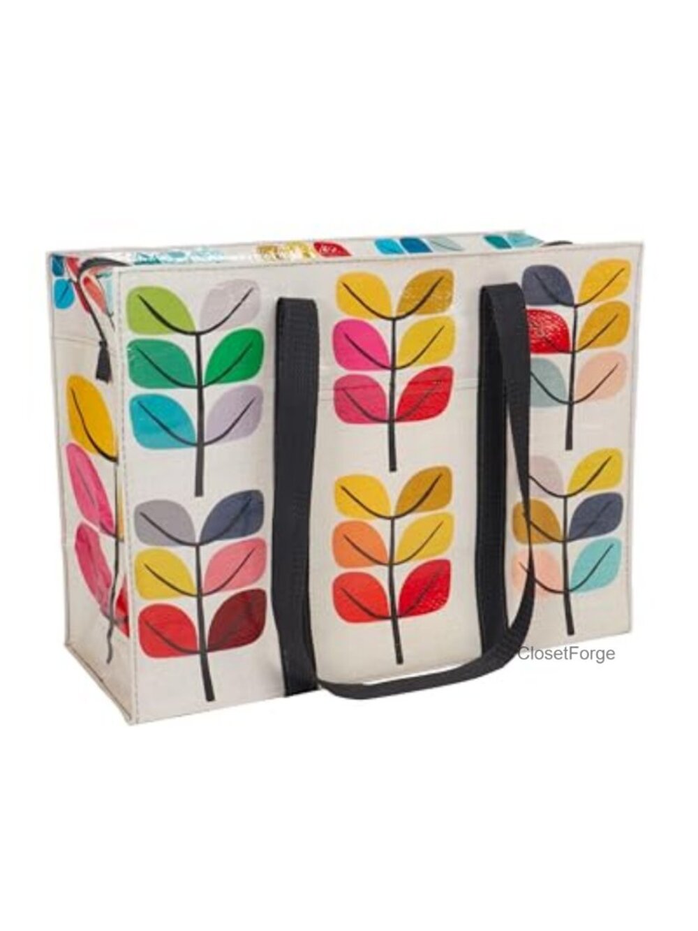 Reusable Heavy-Duty Zippered Shoulder Tote Bag with Exterior Pocket